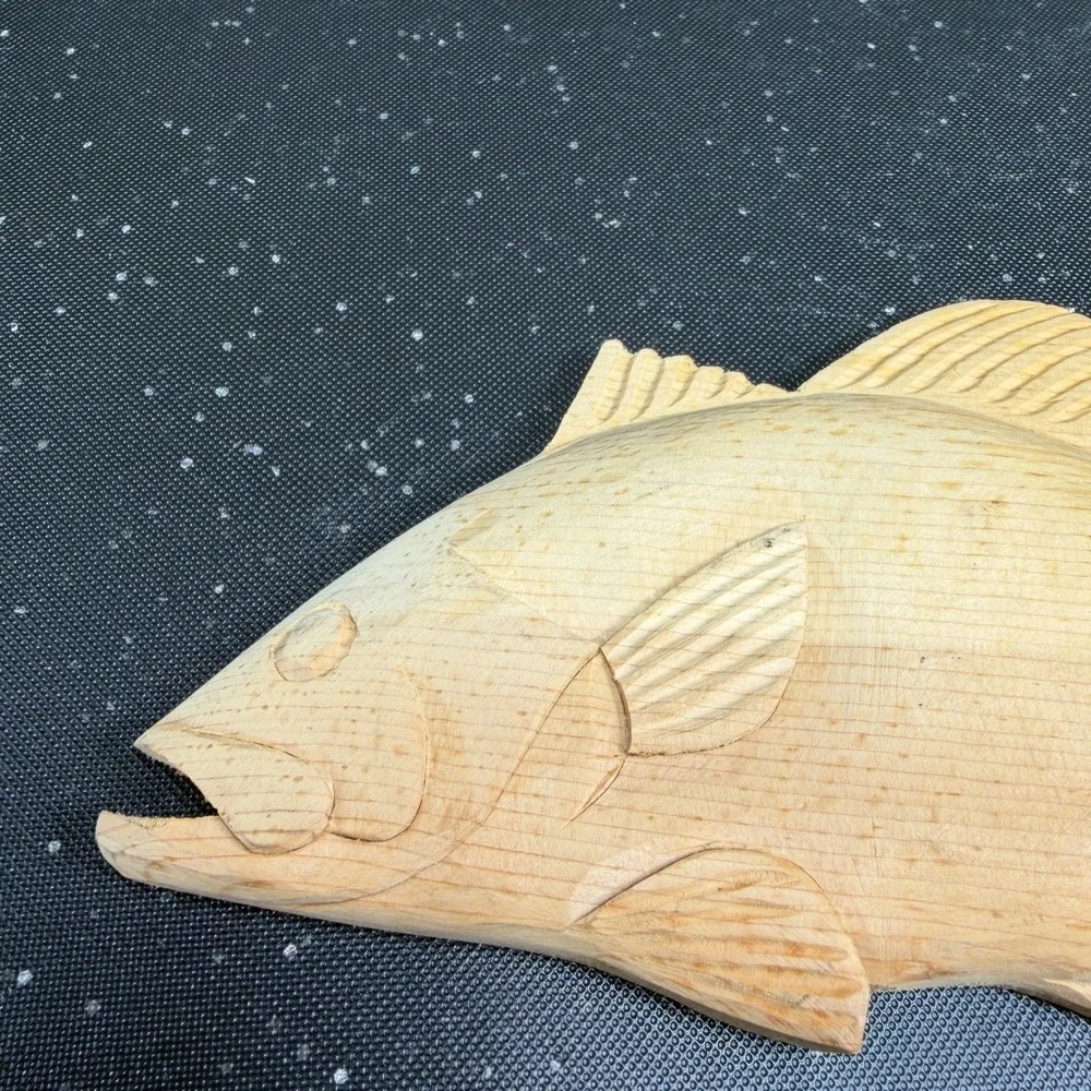 Vintage 1993 Thorsen Hand Carved Wood Fish Sculpture Folk Art Cabin Decor 8 inch